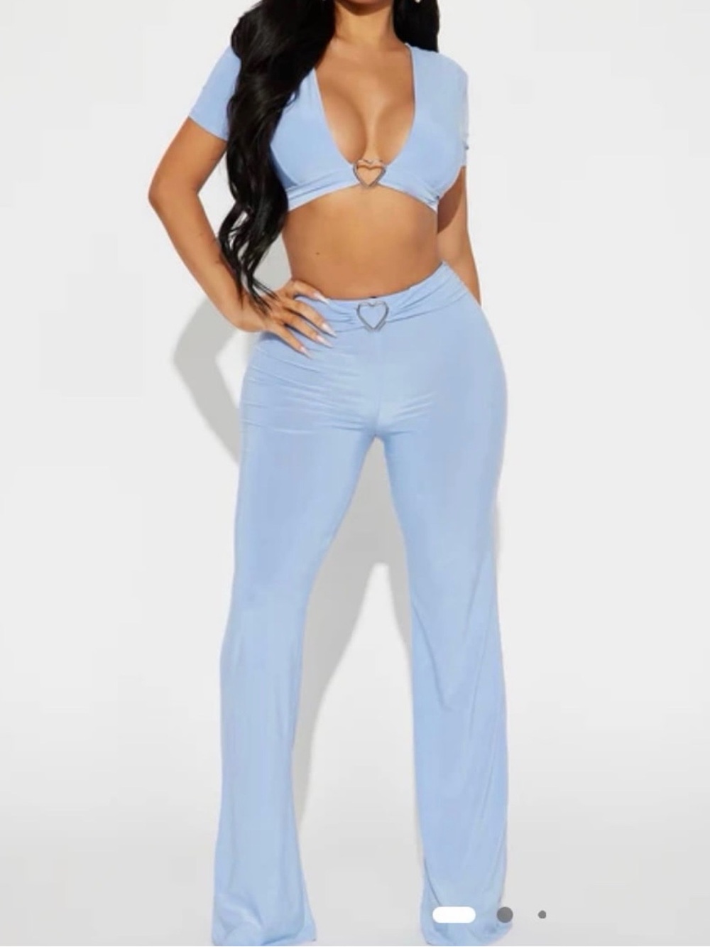 Fashion Nova Baby Blue Matching Pant Set
